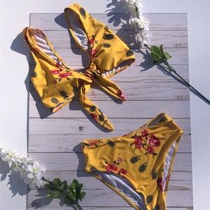 High Waisted Cute Floral Summer Bikini